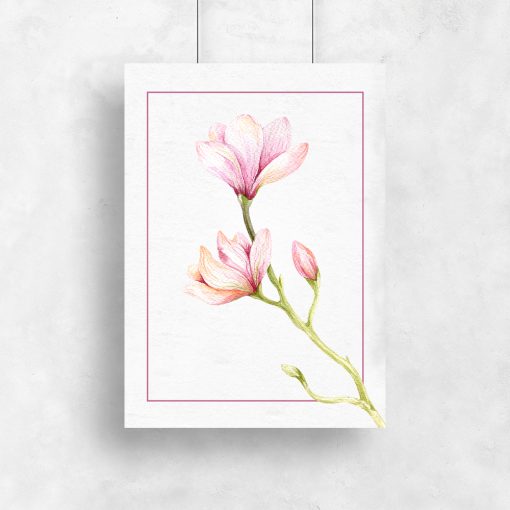 Plakat z kwiatem magnolii