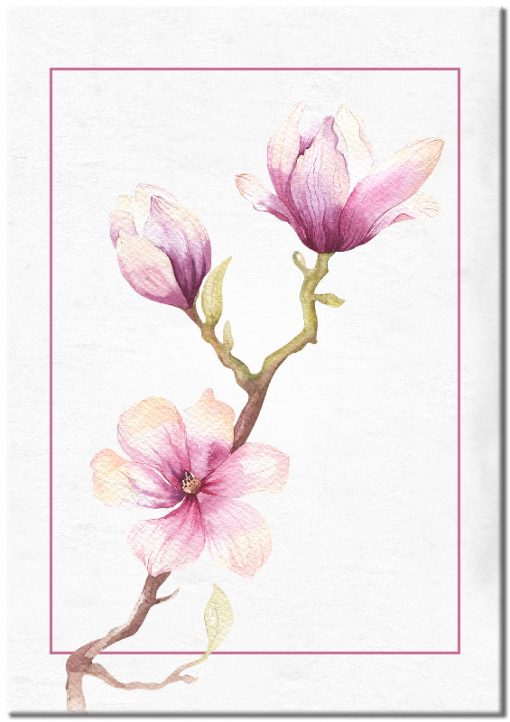 Plakat z kwiatami magnolii