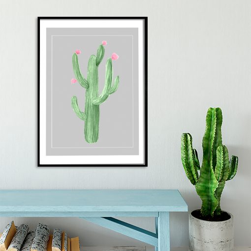 Plakat ze wzorem kaktusa do salonu