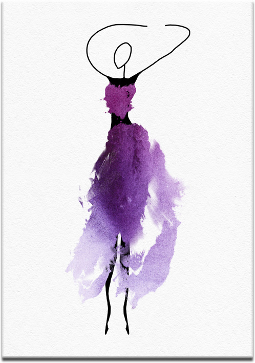 Plakat z motywem kobiety w fioletowej sukni