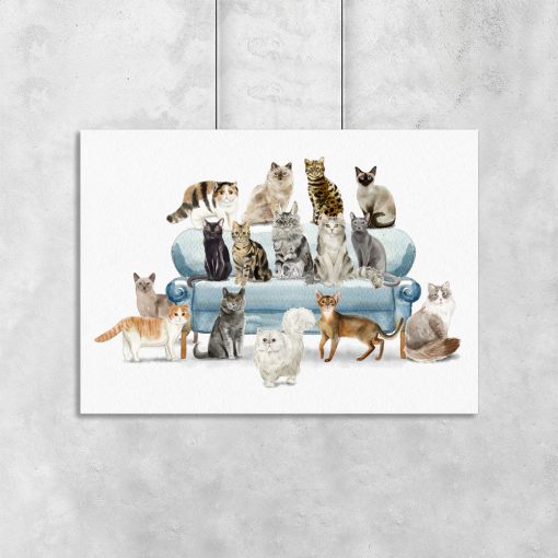 Plakat z ilustracjami kotów