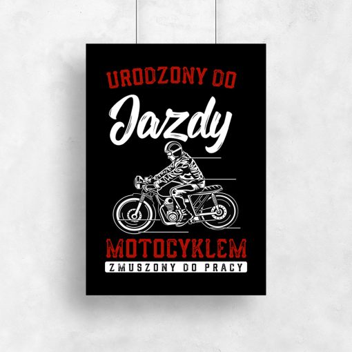 Plakat typograficzny z motocyklem