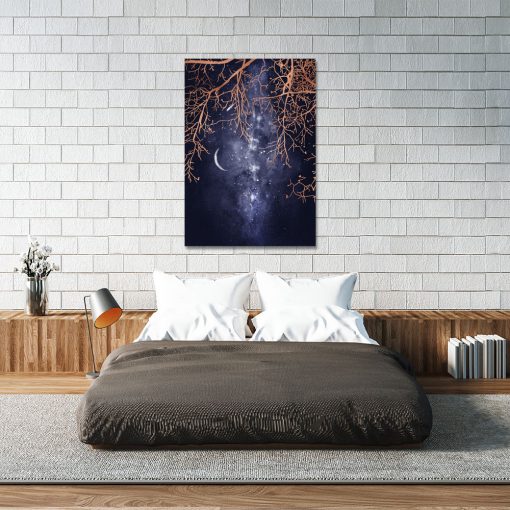 plakat do sypialni z drzewem i gwiazdami
