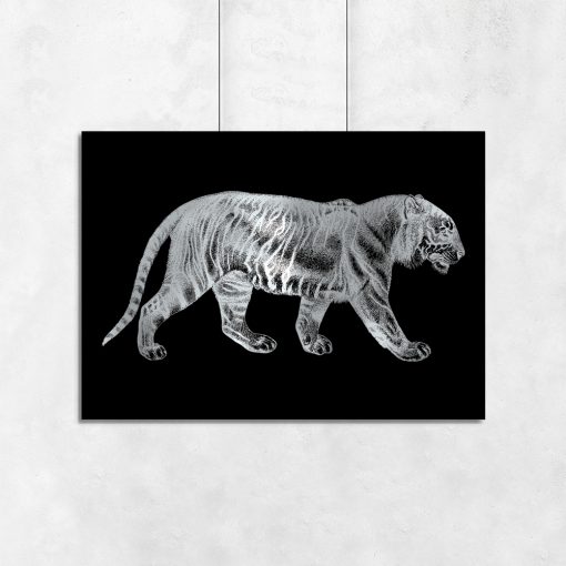 Srebrny plakat z tygrysem