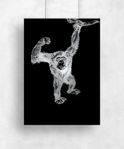 Srebrny plakat z szympansem