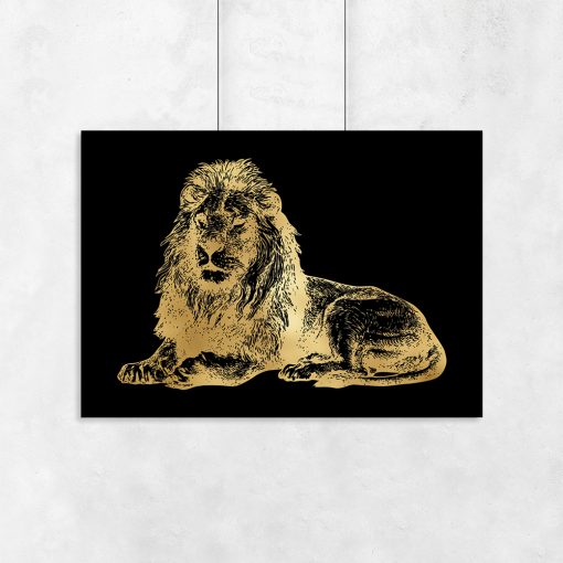 złoty plakat z lwem