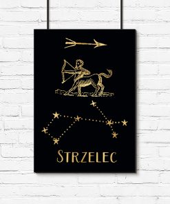 Plakat czarno-złoty ze znakiem zodiaku