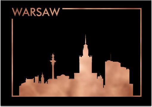 Miedziany plakat z panoramą Warszawy