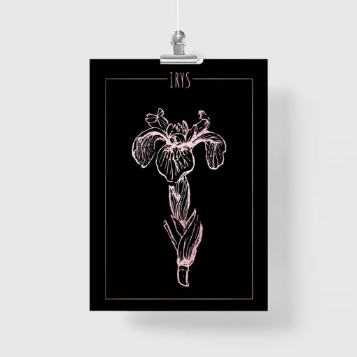 Metaliczny plakat z kwiatem