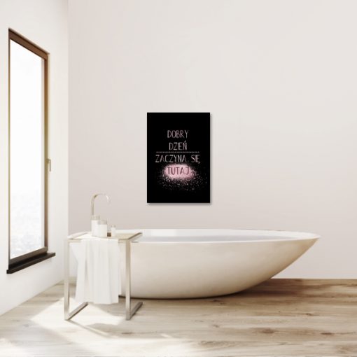 Plakat różowo-złoty do łazienki