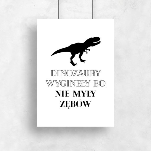 Plakat z dinozaurem do gabinetu stomatologicznego