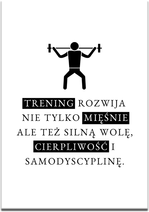 Plakat z motywem napisu o treningu