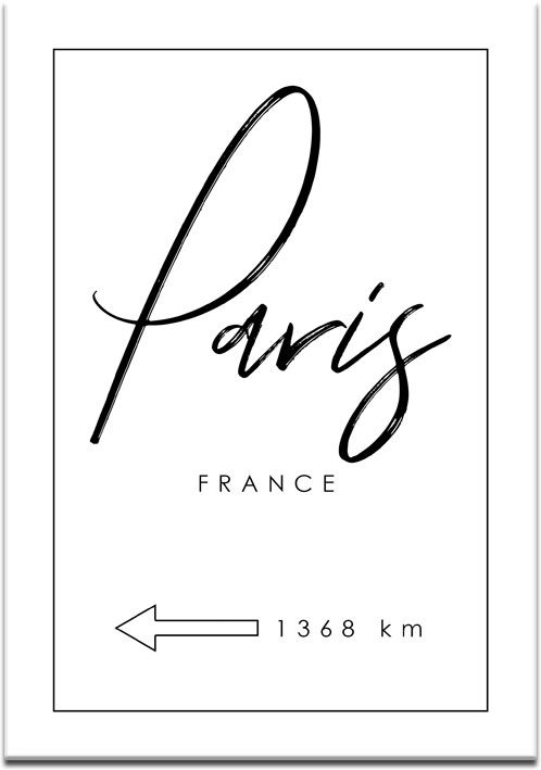 Plakat kierunek Paryż 1368km