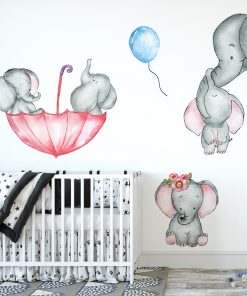 Naklejka dziecięca na ścianę z motywem słoni