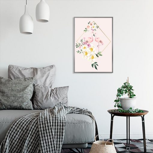 Różowy plakat tropikalny do salonu