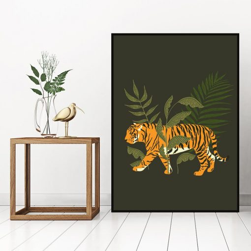 Ciemnozielony plakat z tygrysem