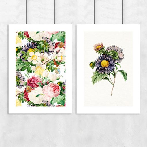 Zestaw dwóch plakatów z kwiatami