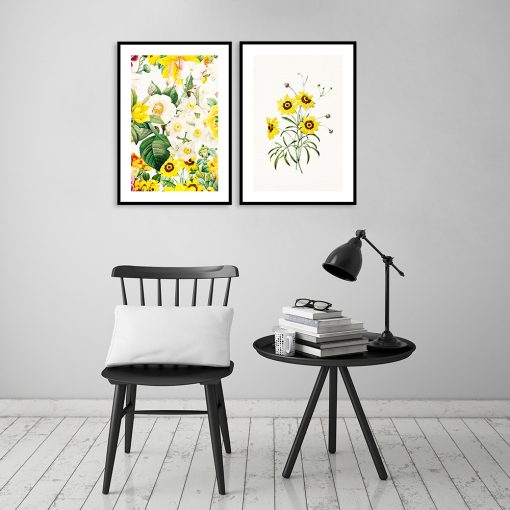 Plakat podwójny z żółtymi kwiatami