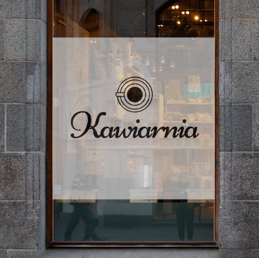 folia na okno z logo kawiarni