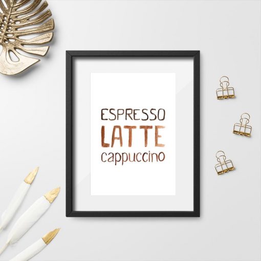 dekoracja z kawą jako plakat do restauracji