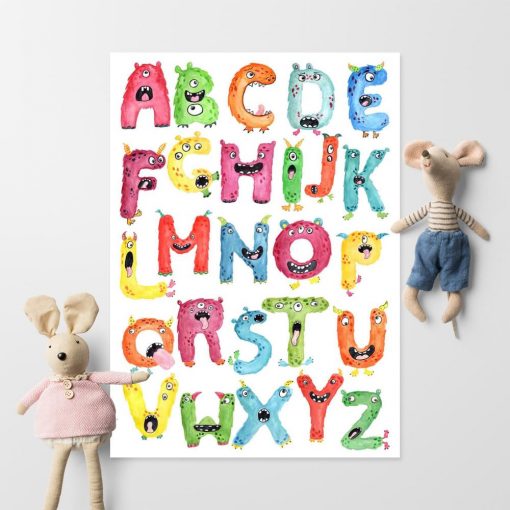 plakat z motywem alfabetu