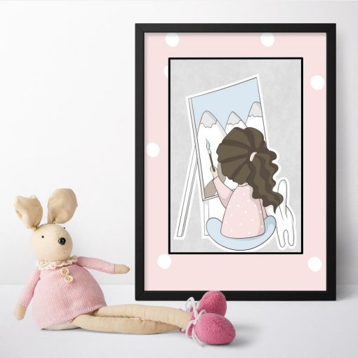Plakat do pokoju dziecka z malującą dziewczynką