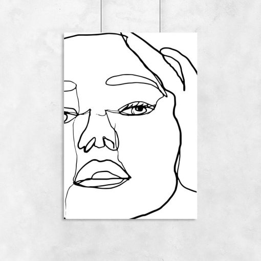 Plakat z twarzą kobiety w stylu line art do salonu