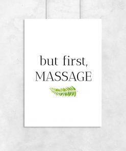 Plakat z typografią - But first, masage