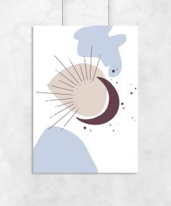 Plakat z abstrakcją z księżycem do salonu