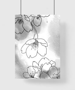 Plakat - Kwiaty w stylu line art do salonu