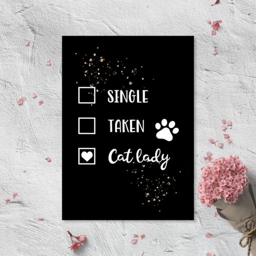 Plakat - Cat lady dla miłośnika kotów