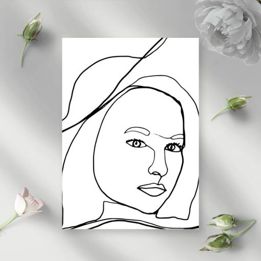 Plakat z minimalistycznym motywem kobiety do salonu