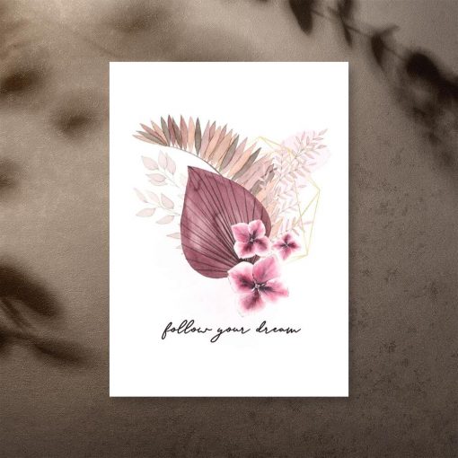 Plakat follow your dream i roślinami