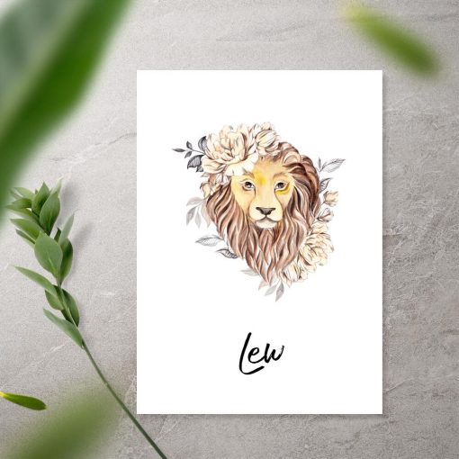 Plakat z lwem do sypialni - Znak zodiaku