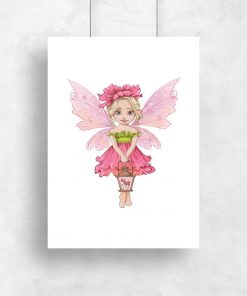 Plakat z różowym elfem dla dziewczynki