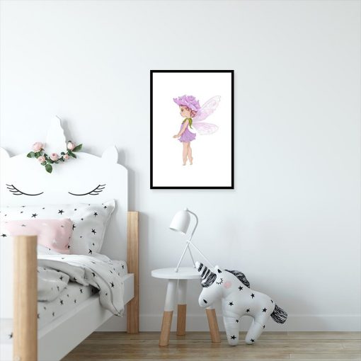 Plakat z kwiatową wróżką do pokoju dziewczynki