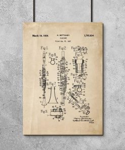 Plakat schemat budowy klarnetu - 1927r.