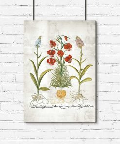 Plakat botaniczny z rącznikiem i lilią