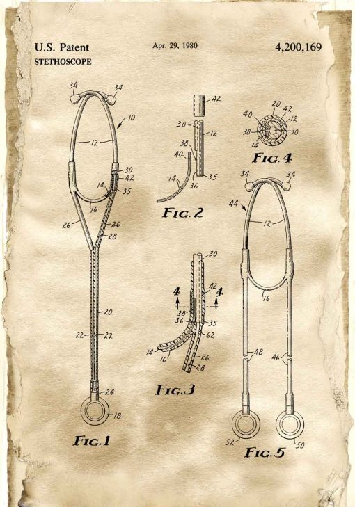 Patent na stetoskop - Plakat dla kolekcjonera do szkoły