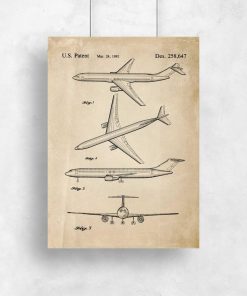 Plakat retro z patentem na samolot dla chłopca