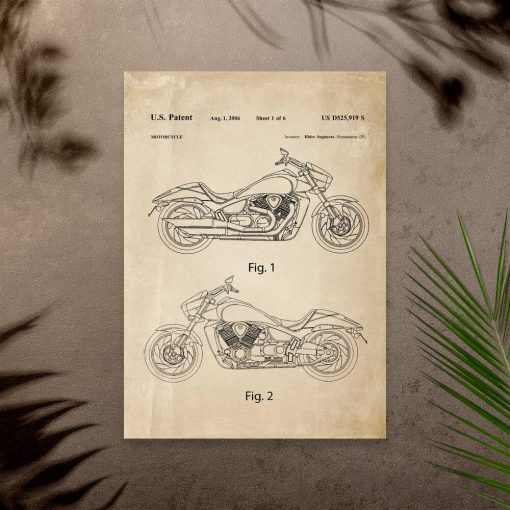 Plakat retro ze schematem budowy motocykla