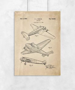 Plakat vintage z samolotem - patent 1934r.