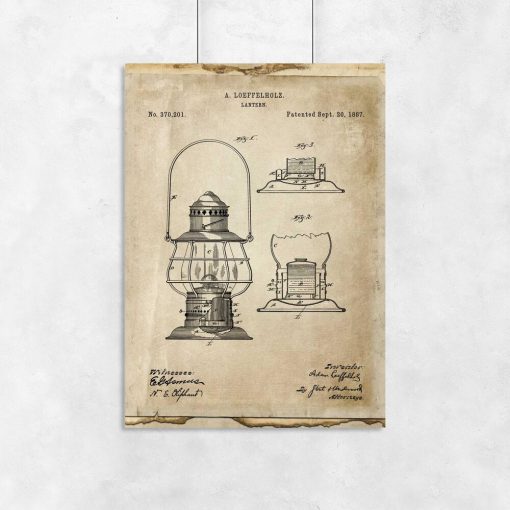 Plakat z patentem na latarnie do salonu