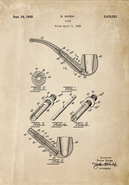 Plakat z rysunkiem patentowym fajki