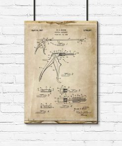 Plakat z rysunkiem patentowym kleszczy chirurgicznych dla lekarza