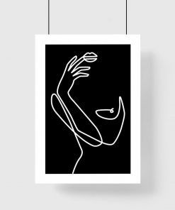 Czarno-biały plakat z motywem kobiety
