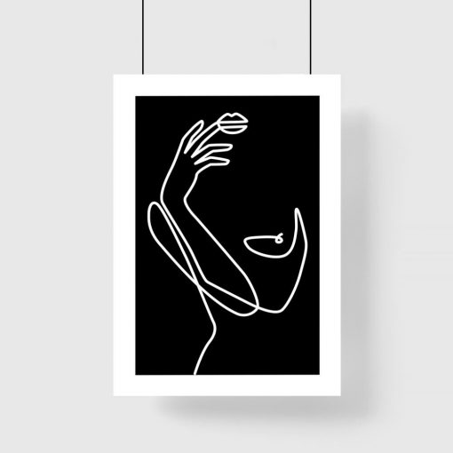 Czarno-biały plakat z motywem kobiety