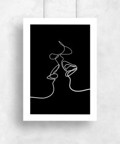 Plakat szkic pocałunku w kolorze czarno-białym