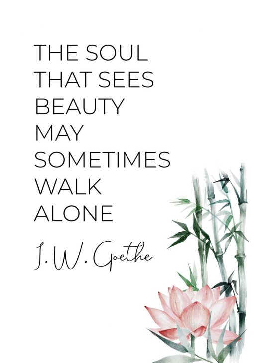Plakat ze słowami J. W. Goethe i roślinami
