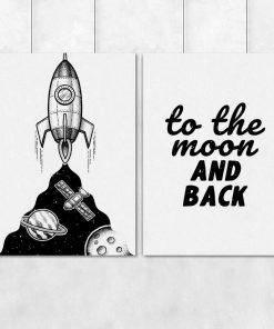 Plakaty dla dzieci z sentencją i rakietą